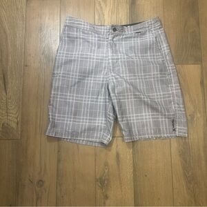 Hurley Gray Plaid Flat Front Men's Shorts